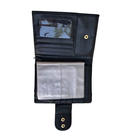 Nordstrom Vintage Womens Navy Leather Card Slots Fold Change Snap Close Wallet - Picture 6 of 10